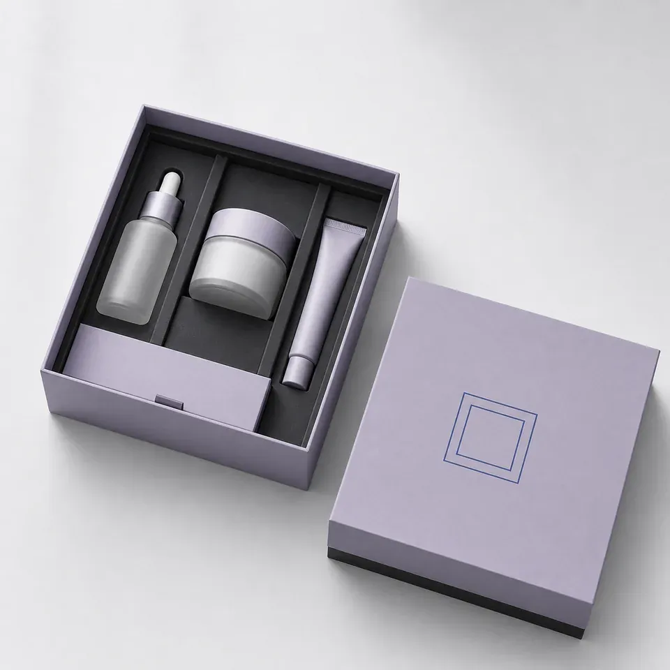 Easybox skincare gift set with three products and divided tray
