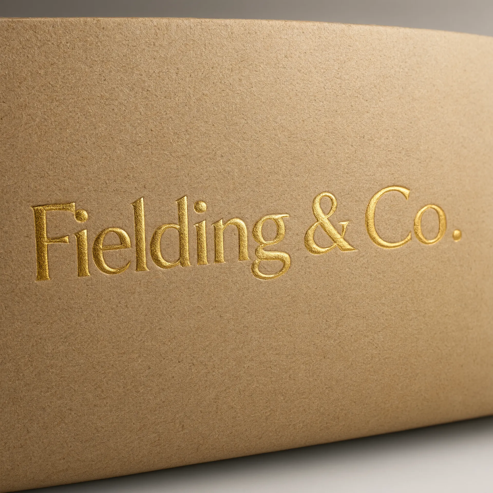 Foil-stamped brand mark on a matte-laminated kraft tube surface